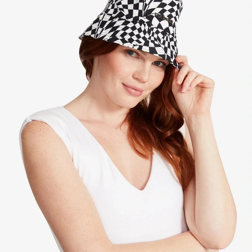 Steve Madden Women's Warped Check-Print Bucket Hat